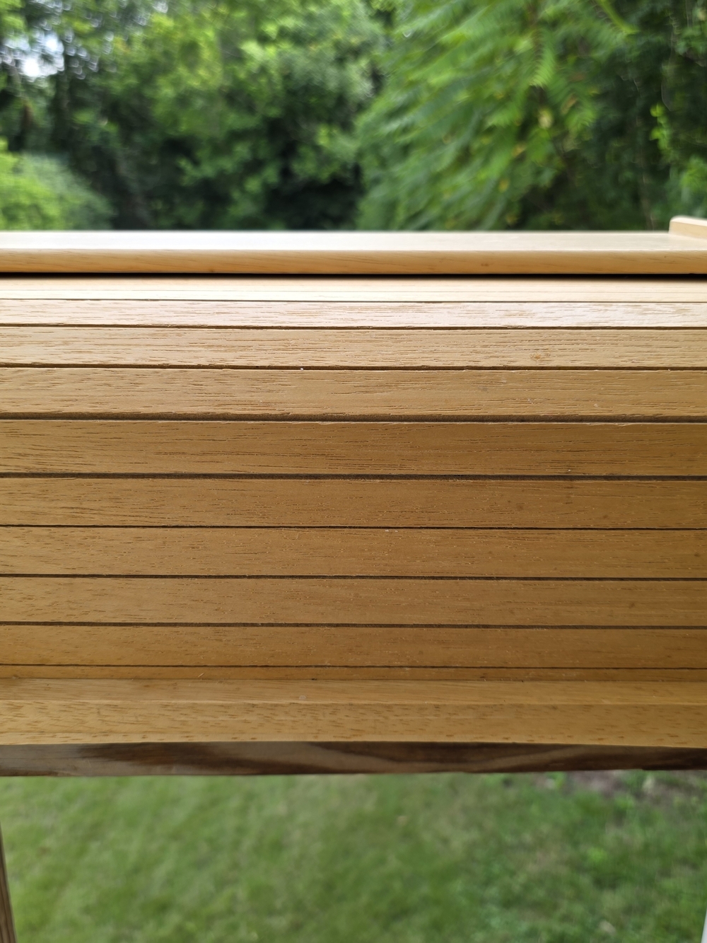 Wooden Slatted Storage Box in Natural Oak Tone